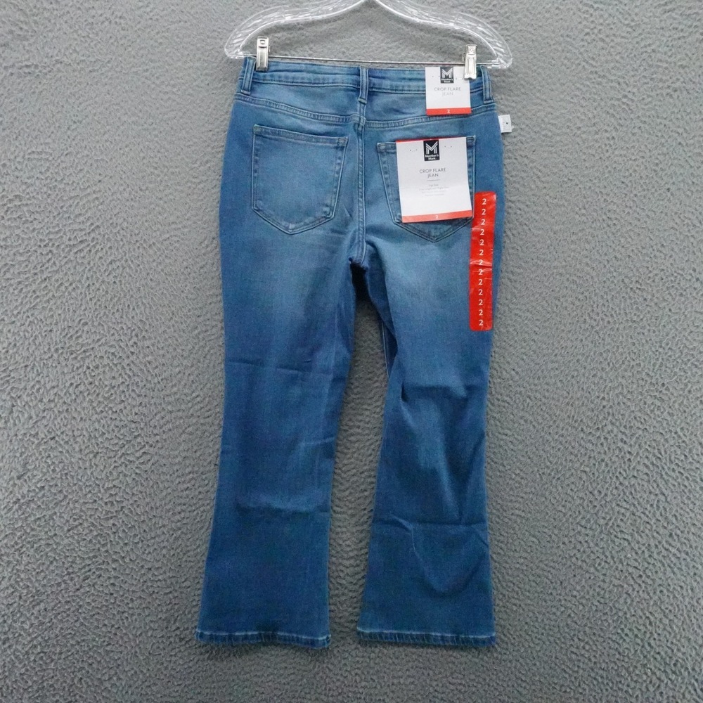 Members Mark Womens Size 2 Crop Flare Leg Stretch Denim Jeans Blue NEW - Picture 2 of 15